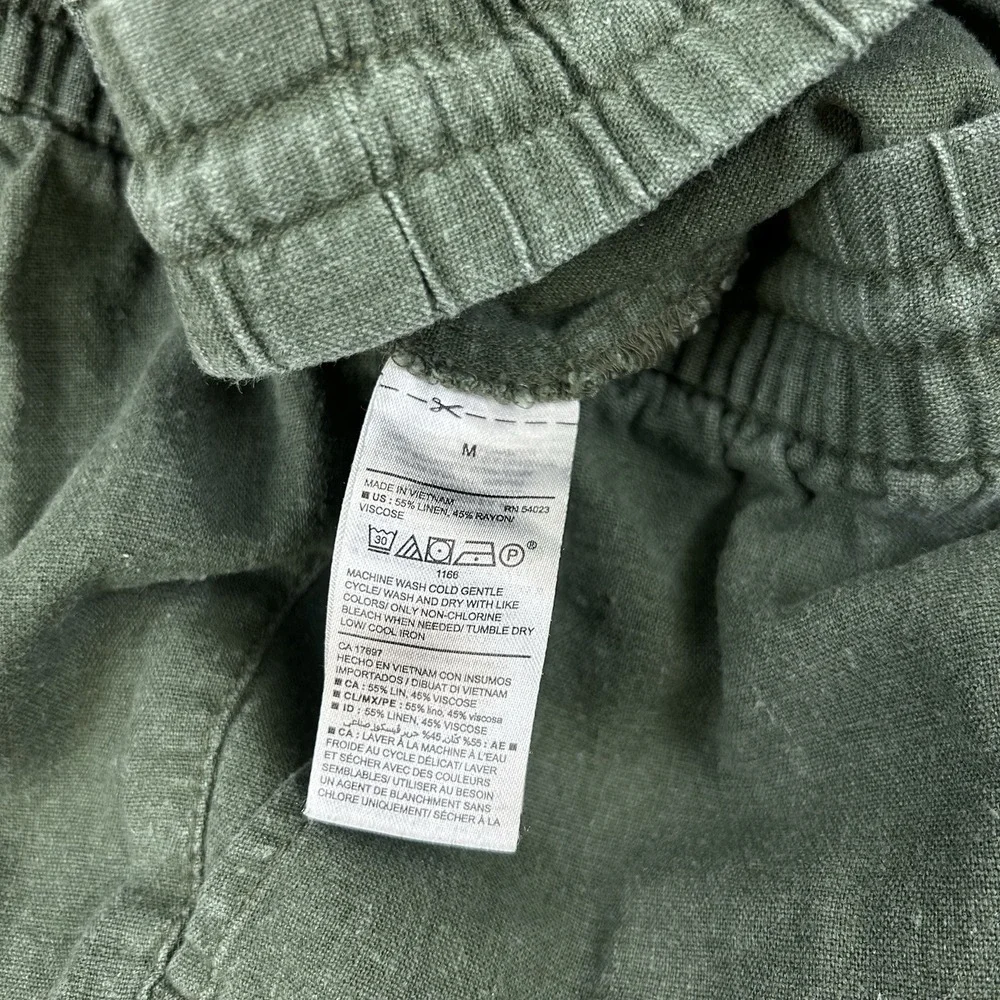Old Navy Women's Medium Green Cropped Tapered Linen Blend Pants Casual Summer